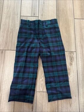 Janie and Jack Green & Navy Plaid Kids Trousers